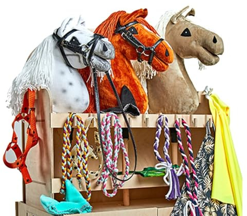 KHT ARIA SHOP | Hobby Horse |Stall für 3 Hobby-Pferde | Pferdestahl für Hobby Horse & Steckenpferde (Lieferumfang ohne Pferde)