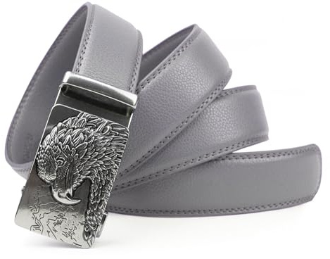 Glamexx24 Cinturón Automático de Piel para Hombre – Hebilla de Metal, Sistema de Trinquete, Ideal para Negocios, Traje y Vaquero, Cinturón de Cuero Unisex