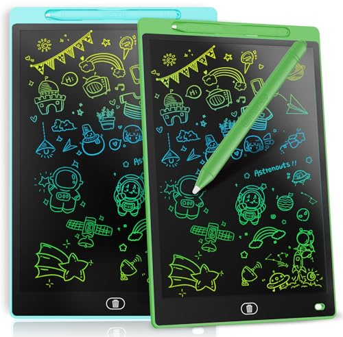 [2 Pezzi] Tavoletta Grafica LCD Scrittura Colorato 10 Pollici, Lavagna da Disegno Cancellabile, Regalo Bambini, Tavoletta Grafica per Giochi per 2 3 4 5 6 7 Anni (Blu&Verde)