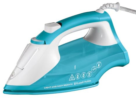 Russell Hobbs Ferro da Stiro a Vapore 2400W, Colpo di Vapore 115g/min, Piastra con Ammorbidente, Autosteam, Capacità 240ml, AntiCalcare & Anti-Goccia, Light&EasyAqua 26482-56