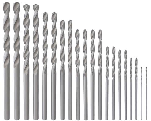 Briny River 20-teiliges 4241-Schnellarbeitsstahl-Mini-Spiralbohrer-Set 0,8–3 Mm Geeignet für Stiftschraubstock Handbohrer Miniaturmodelle Kunstharz Weichmetall