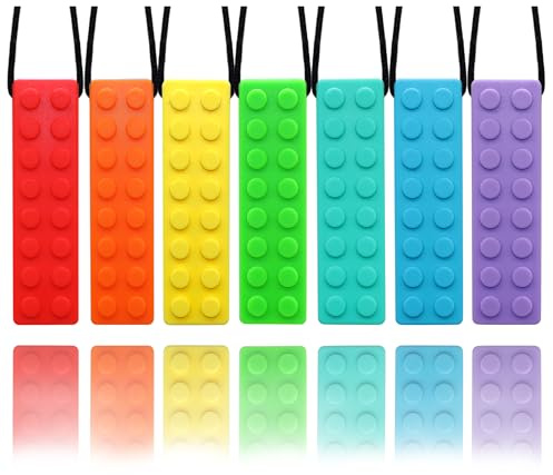 7 Pack Kauen-Halsketten für sensorische Kinder，Kauspielzeug für autistische Kinder，Oralmotorischer Beißring zum Kauen， Silikonkette für Jungen und Mädchen mit Autismus, ADHS, SPD, Bissige Bedürfnisse