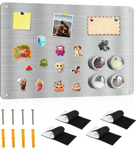 CEWROM Magnetisk vägg magnetisk tavla 43 x 30 cm, magnetisk aluminiumram magnetisk whiteboard reptålig rostfritt stål självhäftande för tavla kontor kök kylskåp
