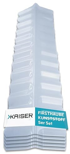KAISER plastic® Firsthaube Klar | Wellplatten Dach Abdeckung, Welldach Kunststoff | Dachplatten wetterfest | Überdachung | Sinus 76/18 – 30 x 98,5 cm | 5 Stk.
