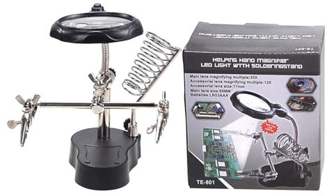 Lödpennor Helping Hands, Förstoringsglasstativ, Justerbart Verktyg Med LED-Belysning Och Alligatorclips För Kretskortsmontering Elektronikreparation Och Komponenttestning