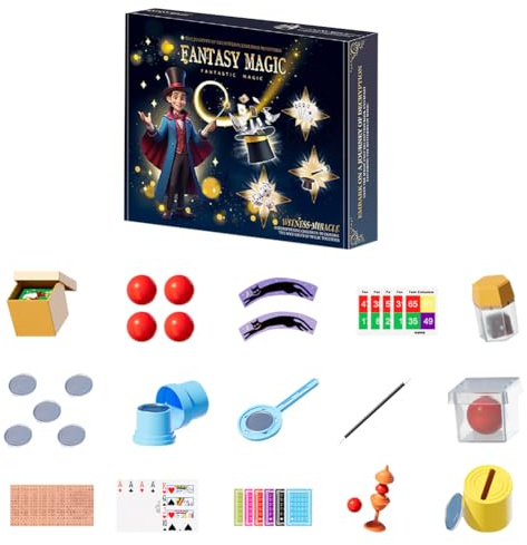 ZesGlyxyr Juego de Magia -Más de 90 Trucos de Magia para Niños,Coffret Magie Enfant con Varita Mágica e Instrucciones, Regalo Ideal para Niños, Niñas, Niños Pequeños, Principiantes-A