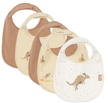 Jollein Bavoirs bébé - Kangaroots - lot de 5 - bavoirs imperméables - avec fermeture velcro - bavoir bébé - bavoir anti-bavouille