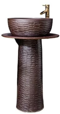 lavandino del bagno, Lavandino da bagno integrato con piedistallo in ceramica for balcone, rubinetto e kit di scarico