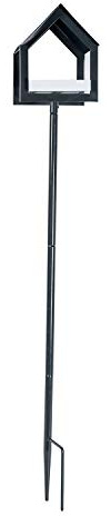 HOMESCAPES Black Metal Bird Table with Ground Fork, Suitable for Use on Grass