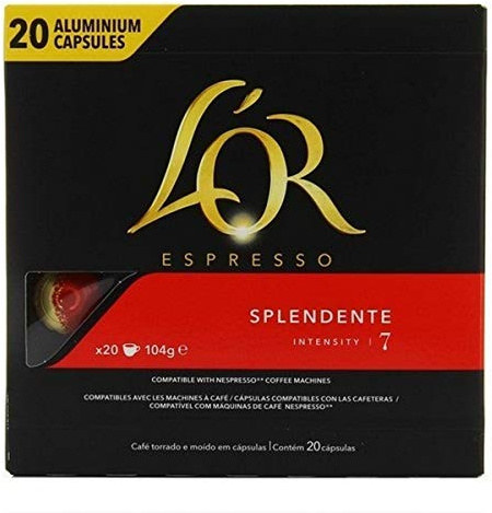 L'Or Espresso Café Splendente - Intensité 7 - 20 Capsules en Aluminium Compatibles avec les Machines Nespresso