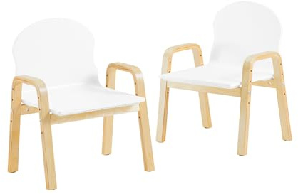 SoBuy Set da 2 Sgabelli per Bambini con Braccioli e Schienale Altezza Sedile Regolabile, Design Moderno e Confortevole KMB24-WX2