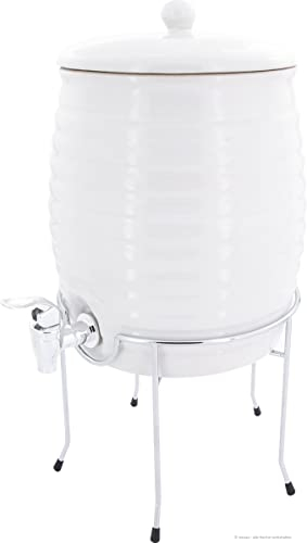 Distributore di bevande con rubinetto e supporto per pentole, 6,0 l, bianco