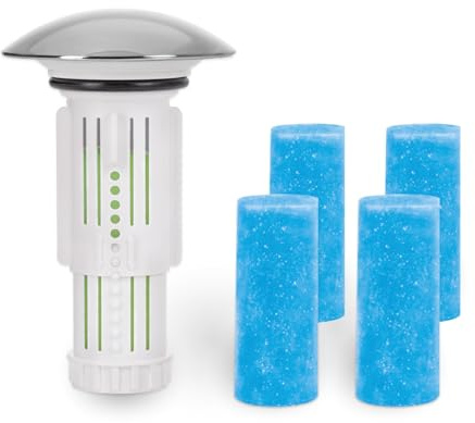 Abflussfee Waschbeckenstöpsel inkl. Verschlussstopfen und 5 Reinigungssteinen (Meeresbrise blau)