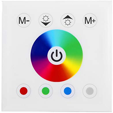 Interruptor de Pared con Regulador de Intensidad LED RGBW, Interruptor de Atenuación de Panel Táctil Montado en la Pared Controlador RGBW Colorido Panel Táctil LED para Tira de Luz LED(Blanco)