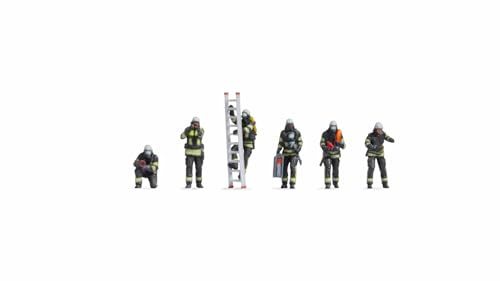 NOCH N Figuren Feuerwehr, 3D gedruckte Figuren, für Spur N, ideal für Dioramen und Modellbahnanlagen