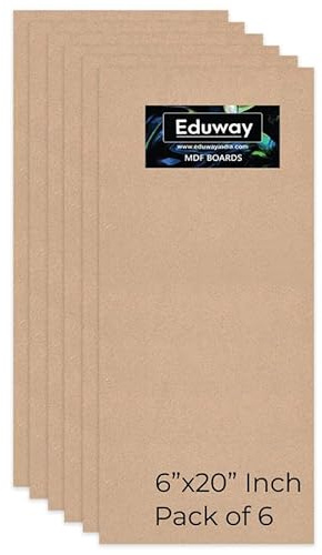 Eduway Tablero de MDF A2 para manualidades, 15 x 50 cm, 4 mm de grosor, paquete de 6 unidades, cartón de pino de alta calidad para artistas, estudiantes de arte y manualidades, corte duro en tamaños