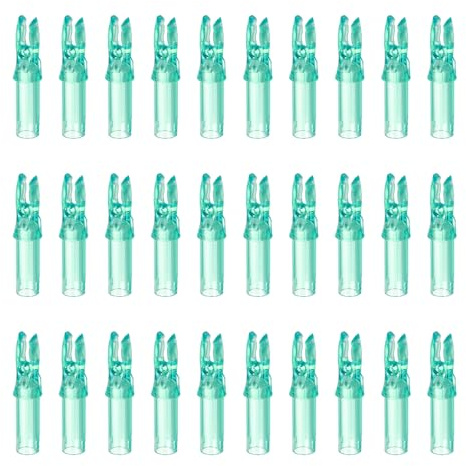 MECCANIXITY Archery Arrow Nocks Plastic Carbon Arrow Inserts .244/6.2mm for DIY Hunting Shooting Compound Recurve Bow(Translucent Cyan, Pack of 30)