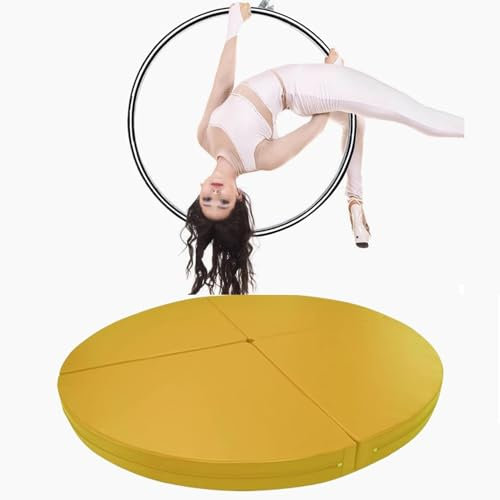 Gul luftyoga kraschmatta, vikbar bärbar dacingstång krockdyna 3 cm / 5 cm tjock, lyra ring fallskyddsmatta för nybörjare och professionell)