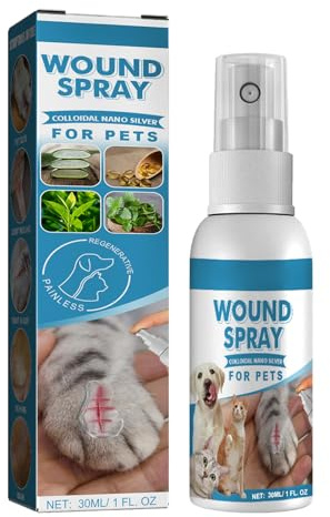 Mnozreo Spray de Guérison pour Animaux,Pansement Liquide Transparent Imperméable pour Chiens et Chats,Spray de Guérison des Plaies,Spray de Nettoyage pour Animaux de Compagnie,30ML,1PC