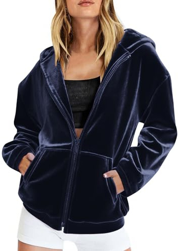 Felpa Donna con Cappuccio e Zip Giacca in Velluto Dorato da Donna Autunno Invernale Manica Lunga Cotone Taglie Comode Hoodie Sweatshirt Classico Oversize Pullover per Sportiva Casual in Stile College
