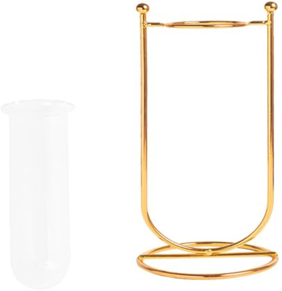 LALAFINA Hydroponic Glass Tube Vase with Metal Stand, Nordic Decorative Planter for Indoor Plants, Flower Pot Container for Home, Office, Dining Room Décor