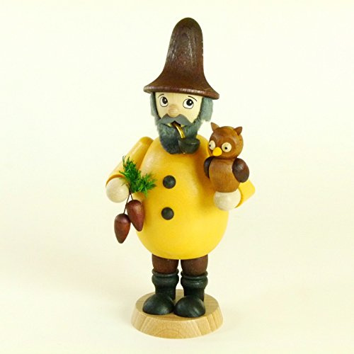 Rudolphs Schatzkiste Incense Man Forest Elf with owl Colored Height Approx. 17,0cm Smoke Man Smoking Figure Smoking Man Figurine