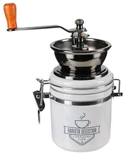 Cook' Concept KA2246 Moulin à Café Barista, Bois + Gres + INOX, Blanc, 15,5 x 8,5 x 19,8 cm