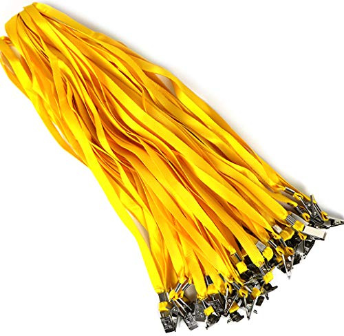Bird Fiy gula nyckelband 100-pack 86 cm (34 tum) premium snoddklämmor bulk nylon platt snodd med märkesklämma (gul, 100-pack)