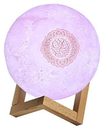 Jingtaihua 3D Quran Touch Moon Lights,New 7 Colors LED Night Light,Quran Bluetooth Speakers Remote Control Small Moon Lamp Wireless LED Lamp
