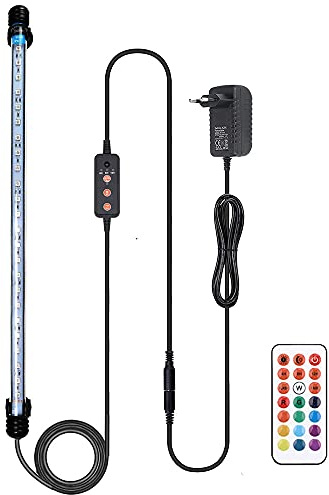 VARMHUS Éclairage LED Aquarium Lampe，Fish Tank Lighting avec télécommande et minuterie Auto Turn On/Off Custom Ajuste 13 couleurs et luminosité (RGB 48cm)