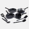 BK Vivid 11-teiliges Kochgeschirr-Set mit PFAS-freier Keramik-Antihaftbeschichtung, Kasserolle, Bratpfanne, Stielkasserolle, Deckel, Stay-Cool-Griff, Spülmaschinenfest, Backofenfest,Schwarz