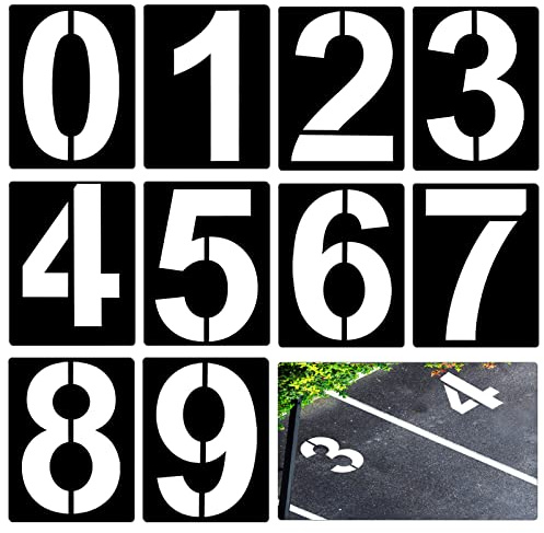 AIEX 25cm Stort Stencil Nummer, Återanvändbara Plast Stencil Hus Nummer Stort 10st Schabloner Nummer för Målning från 0 till 9