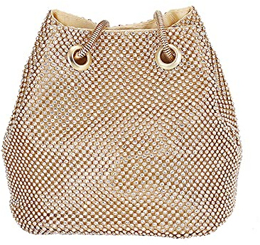 CORIOS Sac de Soirée pour Femme Sac en Strass à la Main Sac Seau Diamond Embrayage Pochettes Sacs à Main D'épaule de Mariée Sac À Bandoulière Sacs Fourre-Tout pour Fête Mariage Banquet Or
