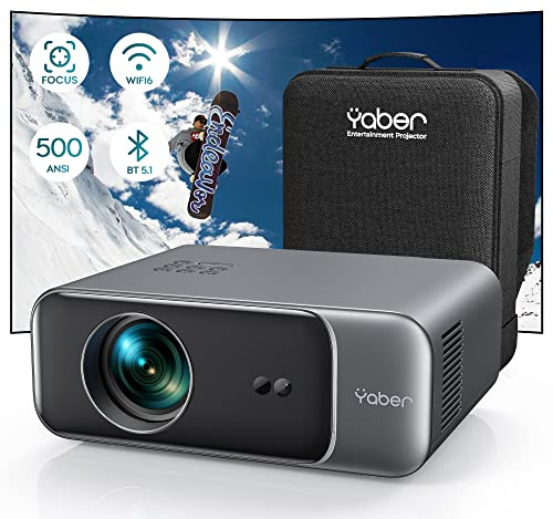 【Auto Focus/Keystone】 Videoprojecteur 4K, 400 ISO Lumens YABER V9 Projecteur Video WiFi 6 Bluetooth, 2x6W Haut-Parleurs, Videoprojecteur Portable Natif FHD 1080P, Home Cinéma/Extérieur
