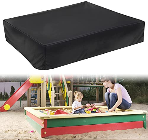 PiliStar Sandpit Cover, Black, 150 x 150 cm, Square Tarpaulin, Waterproof with Drawstring, Oxford Fabric, Dustproof