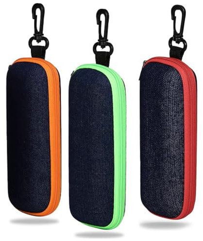 3 Pieces EVA Zipper Glasses Case Fashion Portable Denim Fabric Hard Spectacle Case Women's Eyeglasses Case Eyewear Protector Glasses Box (RGO)