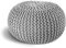 ELYFLAIR® handgefertigter Strickhocker Sitzhocker Ø 55cm I Sitzpouf Sitzpuff Bodenkissen Sessel Kissen Sitzkissen Sitzsack - mit eleganter Grobstrick-Optik - Dekoration Interieur (Weiß, Ø 55cm)
