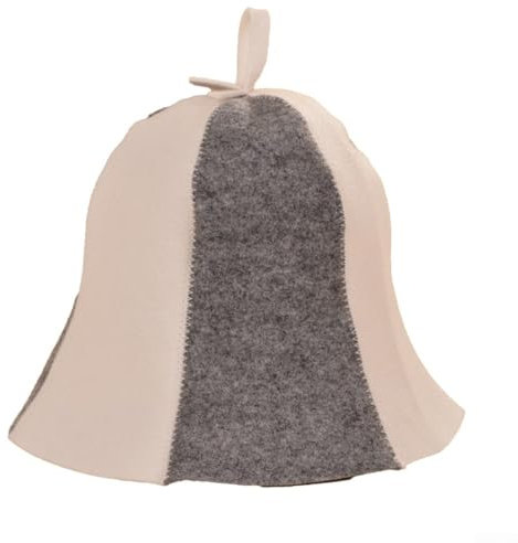 Zoegneer Wool Felt Sauna Hat Thickened Water-absorbent Heat-insulating Dry Hair Cap Felt Sauna Cap(grey and white)