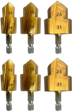 Sharplace 2x 3 Piezas, Paquete de 3 Brocas Escalonadas de Elevación PPR, Rendimiento Estable de Primera Calidad para Reparación de Tuberías de Agua, Vástago