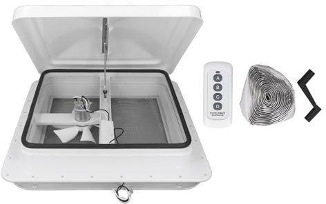 Oreilet Ventilateur de Toit pour Camping-Car de 14 Pouces, Moteur 12 V Réversible, Ventilateur de Plafond pour Camping-Car avec Télécommande, Ventilateur D'extraction d'air pour Remorques