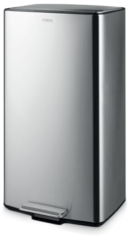 Tower ​​40L Rectangular Pedal Bin with Removable Inner Bucket and Filter Compartment, Strong & Durable, Stainless Steel