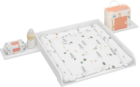WOLTU Fasciatoio Neonato, Fasciatoio Universale per Cassettiera con 3 Bordi Rialzati, Profondità Regolabile 47-50 cm, in MDF, 160x80x10 cm (80x80 cm per Bambini)