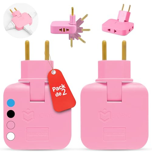 BIORYC PACK Tjuv platta uttag | Extra platt vägguttag med 3 uttag vridbar 180° | Tjuv uttag | Platta uttag bakom möbler | Tjuvuttag | Pluggtjuvar (ROSA 2)