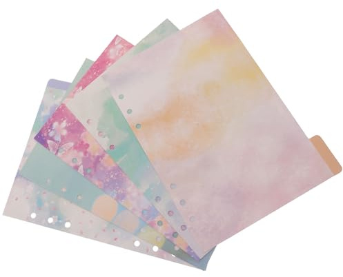 Abaodam Intercalaires à Onglets A5 Fleurs de Cerisier Ciel Étoilé, 5 Feuilles pour Classeur à Onglets, Séparateurs de Page pour Organisation Cahier et Fournitures Style Aléatoire