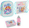 Familando Paw Patrol Kinder-Rucksack für Mädchen 4-teiliges Set mit Brotdose, Trinkflasche und Turnbeutel für Kinder-Garten/Krippe Rosa-Grau