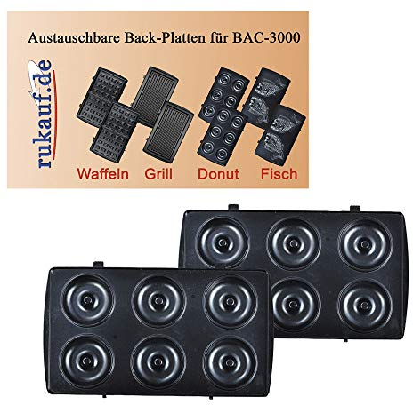 Elektrischer Back-Automat Nussbäcker BAC-3000 Nussmaker Waffeleisen 12er - austauschbare Platten (Donut)