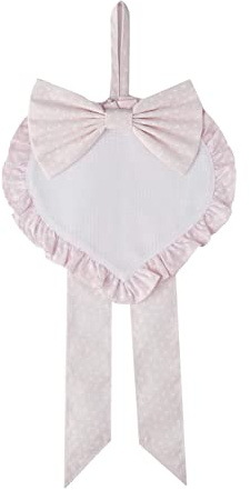 FILET - Fiocco Nascita Neonata a Forma di Cuore in Tela Aida da Ricamare, Realizzato in Cotone Stampato, Ideale da Appendere per Annunciare la Nascita di un Bambina, Made in Italy, Colore Rosa