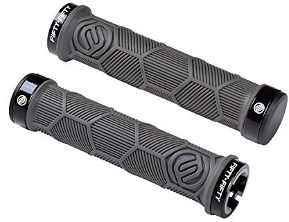 FIFTY-FIFTY Double Lock-On Mountain Bike Grips, Bicycle Handlebar Locking Grips, Non-Slip MTB Handle (Grey)