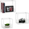 Relaxdays Wandregal im 3er Set, für Wohnzimmer, modernes Gitter-Design, Cube, eckiges Wandboard, Metall, 15cm tief, weiß