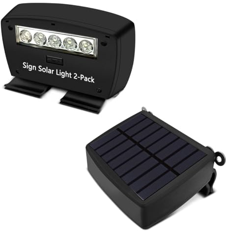 OOSSXX Solar Powerd Deck LED Solar Light Clip-On Yard Security Sign Spotlight Outdoor (Large Capacity Battery, Max14 Hours Working)